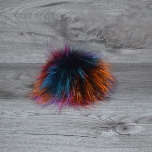 Pompon vraie fourrure multicolore