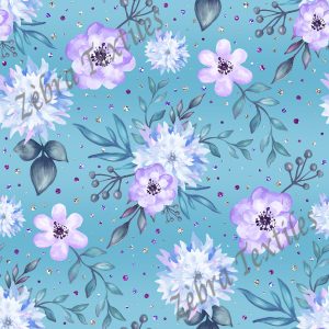 Collection ballerine fantasy fleurs fond turquoise
