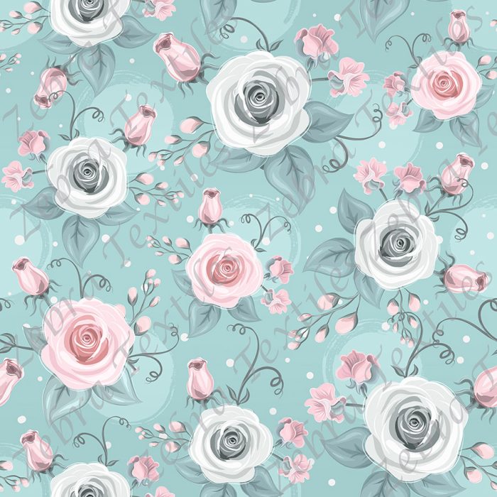 Collection floral fond turquoise