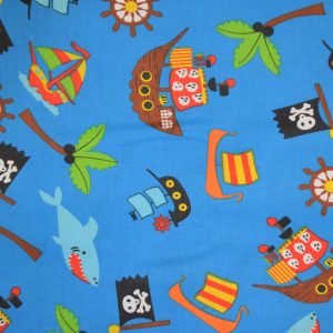 Pirates fond bleu 100% coton