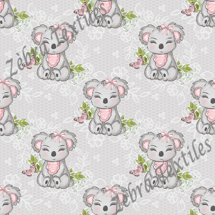Collection koala fond gris et dentelle