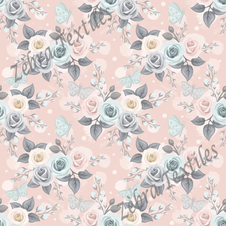 Collection Bambi fleur fond rose