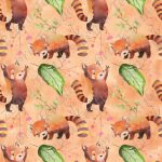 Collection panda roux debout et fleur