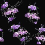 Camion mauve frame et fleur fond noir