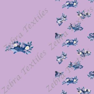 Baleine et fleurs mauve fond rose petit format pour web (Panneaux triple