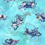 Baleine et fleurs frame fond galaxie aqua