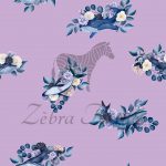 Baleine et fleurs fond rose pâle