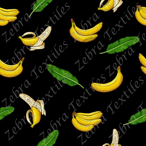 Banane et feuille fond noir