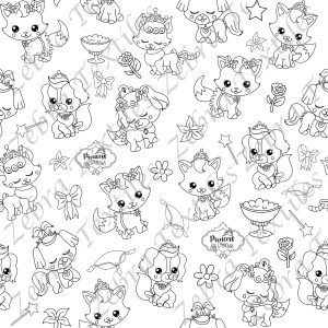 Chien et chat princesse à dessiner