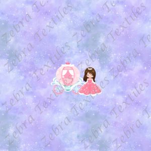Princesse carrosse fond galaxie mauve panneau enfant