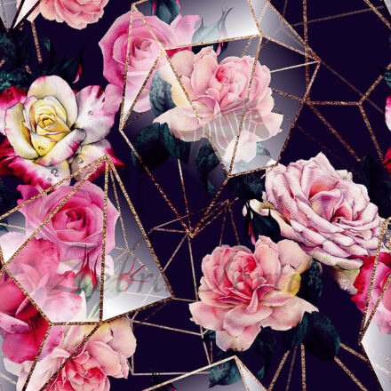 Fleur rose et crystal
