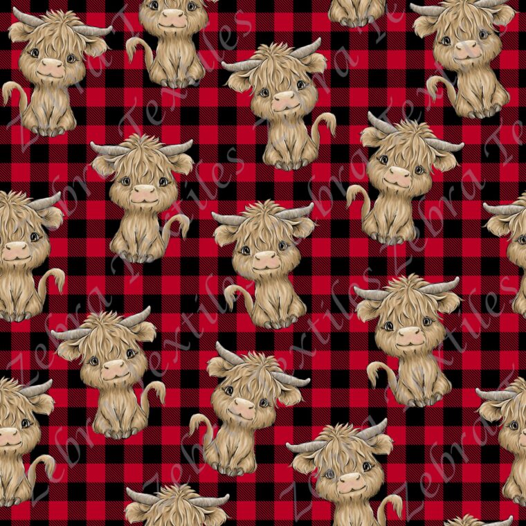 Vache Highland fond carotté rouge 56