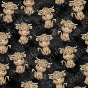 Vache Highland fond noir
