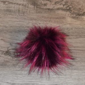 Pompon synthétique violet rouge imitation raton