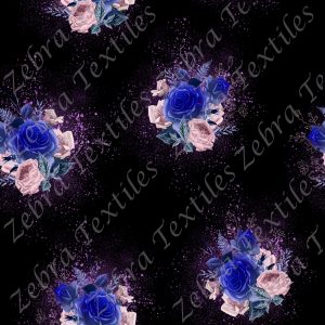 Fleurs mauve et bleu fond noir