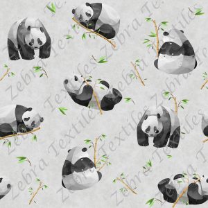 Panda et bambou fond gris
