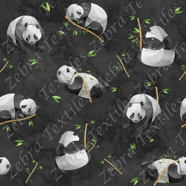 Panda et bambou fond noir