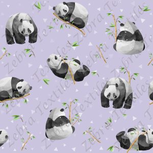 Panda et bambou fond petit trangle mauve