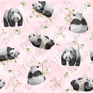 Panda et bambou fond triangle rose