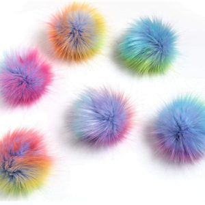 Pompon synthétique multicolore 2 imitation renard (AVEC CORDE)