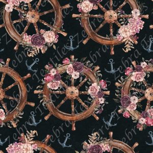 Roue de bateau et fleur