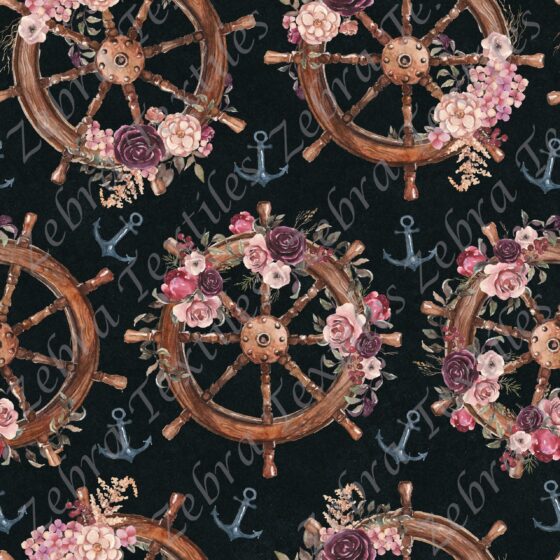 Roue de bateau et fleur