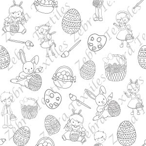 Enfants et oeuf de Pâques à dessiner