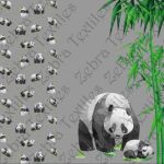Panda et bébé dodo fond gris Panneau doudou * Exclusif *