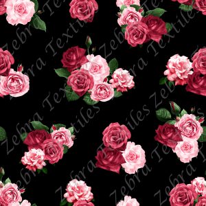 Bouquet de roses roses fond noir