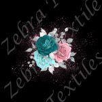 Fleur aqua et rose fond noir Poche *Exclusif*