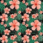 Fleur d'hibiscus et feuille verte