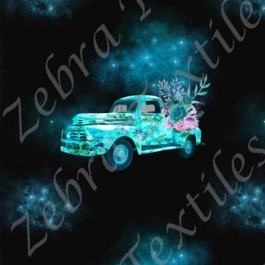 Truck aqua fleur fond noir galaxie Poche