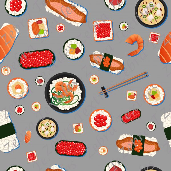 Sushis fond gris