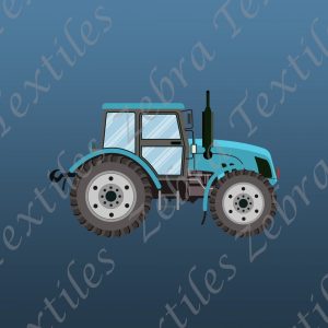 Tracteur bleu fond bleu