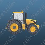Tracteur jaune fond bleu