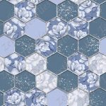 Hexagone bleu et fleur