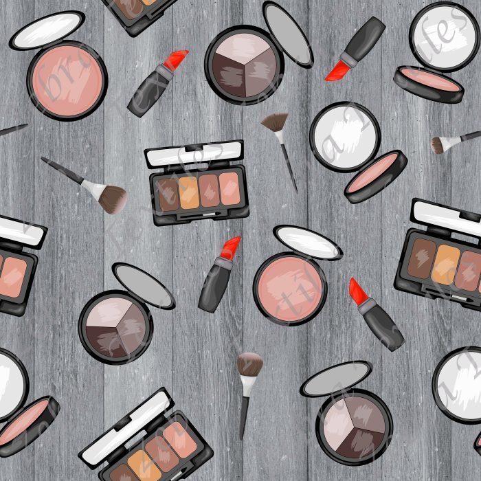 Maquillage + rouge à lèvre fond planche grise