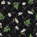 Marguerite fougère fond noir pois