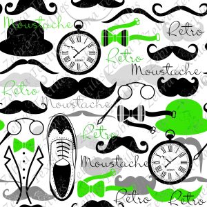 Moustache rétro vert fond blanc