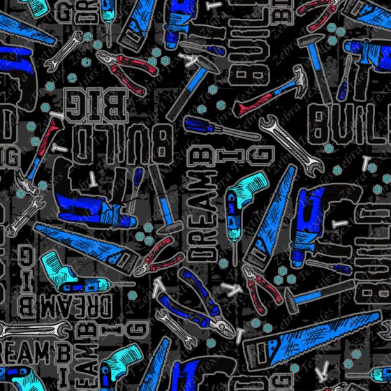 Outil bleu fond noir brique