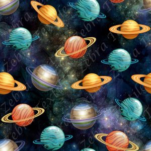 Planète avec anneaux fond nébuleuse élégante