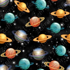 Planète avec anneaux fond noir étoile