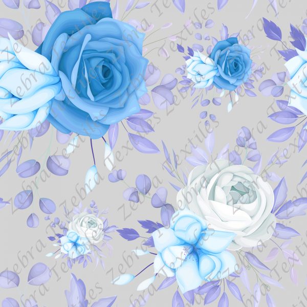 Rose bleu fond gris