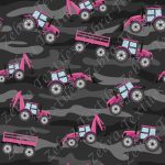 Tracteur rose fond camouflage noir