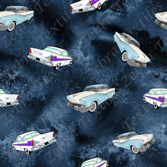 Voiture d'époque blanche fond navy 6