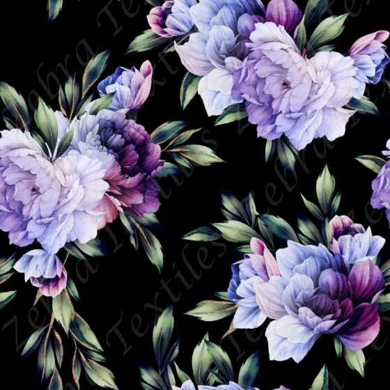 Fleur bleutée fond noir