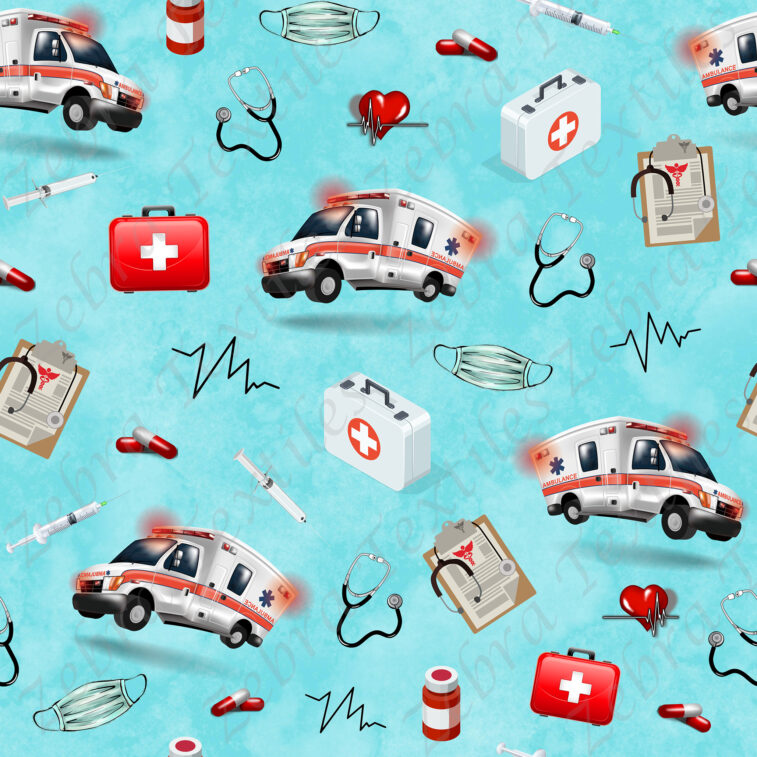 Ambulance fond bleu