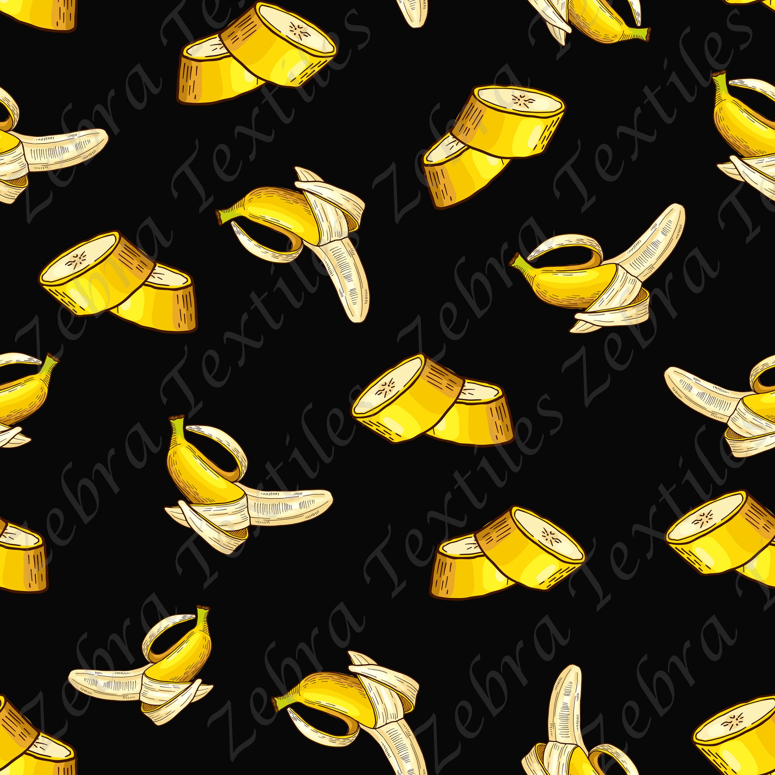 Banane en tranche fond noir