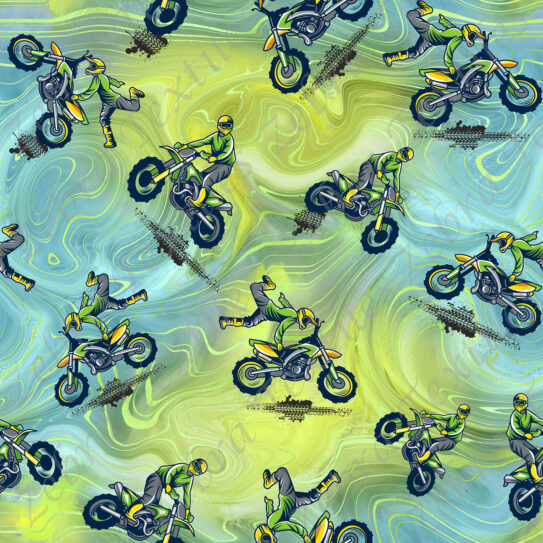 Motocross fond marbré jaune et bleu