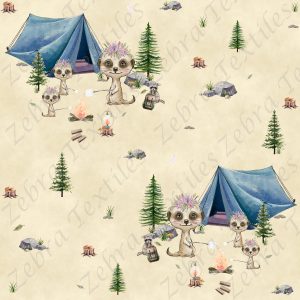 Suricate fille camping fond beige